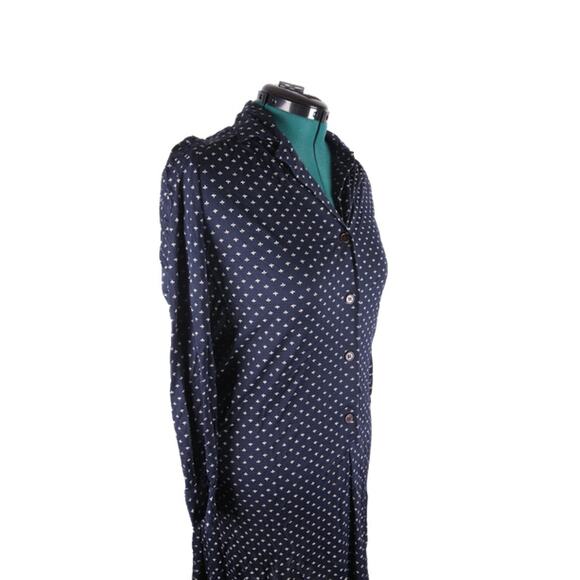 Vintage 1970s Navy Floral Shirt Dress by Alleri – Lounge or Belted Fit - Picture 3 of 15